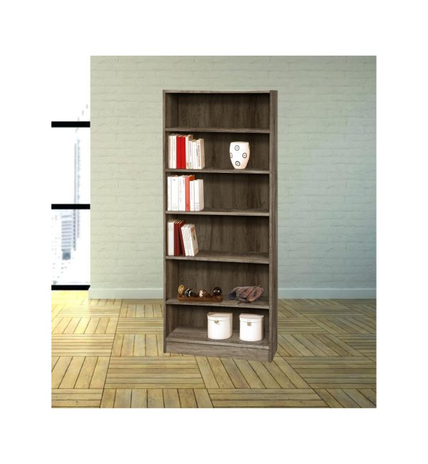Βιβλιοθήκη με 6 ράφια σε χρώμα καφέ-δρυς 59x30x181