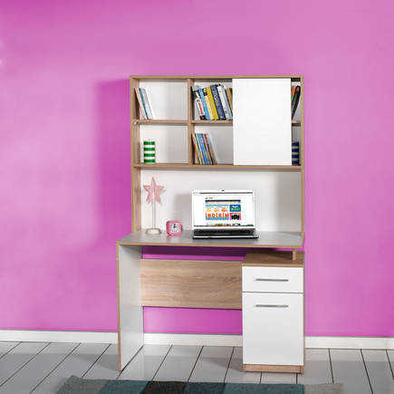 Γραφείο εργασίας σε χρώμα σονόμα με λευκό high gloss 105x56x170