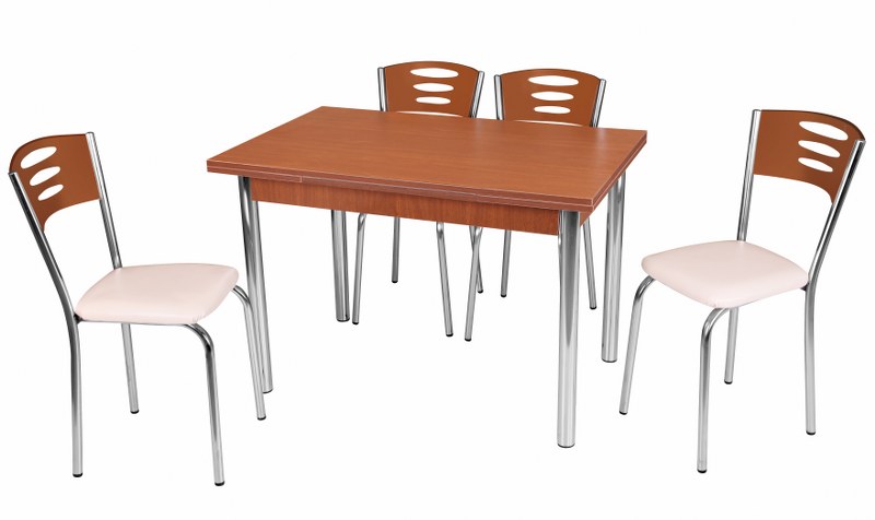 Σετ τραπεζαρίας "ROBY" 5 τμχ από MDF/μέταλλο σε χρώμα καρυδί 110x70x75