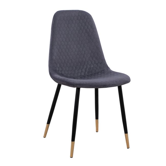 Καρέκλα τραπεζαρίας "AELIA" από μέταλλο/ύφασμα βελούδο σε χρώμα γκρι 45x56x87