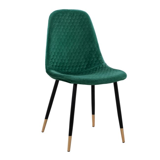 Καρέκλα τραπεζαρίας "LAURA" από μέταλλο/ύφασμα βελούδο σε χρώμα κυπαρισσί 45x56x85