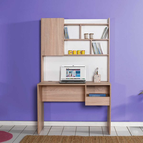 Γραφείο-βιβλιοθήκη σε χρώμα σονόμα 105x55x174