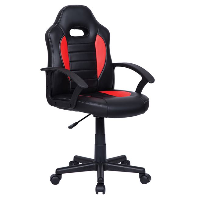 Καρέκλα γραφείου "BUCKET CHILD" απο τεχνόδερμα σε χρώμα μαύρο-κόκκινο 55x60x80-90