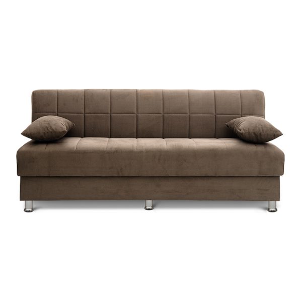 Καναπές κρεβάτι "ΤΙΝΤ" τριθέσιος υφασμάτινος σε χρώμα βελούδινο καφέ 183x74x80