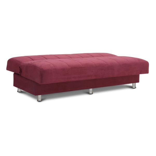 Καναπές κρεβάτι "ΤΙΝΤ" τριθέσιος υφασμάτινος σε χρώμα βελούδινο μπορντώ 183x74x80