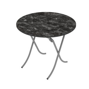 Τραπέζι στρόγγυλο "MOUNTAIN TOP" από mdf/μέταλλο σε χρώμα μαύρο μαρμάρου Φ90x75