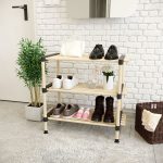 Ραφιέρα-παπουτσοθήκη "MADERA" με τρία ράφια από μασίφ ξύλο σε φυσικό χρώμα 56x28x50