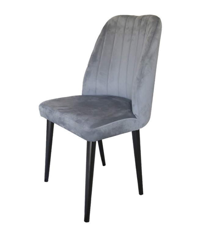 Καρέκλα "DIVINIA" από ξύλο/ύφασμα βελούδο σε χρώμα γκρι/μαύρο 50x49x90