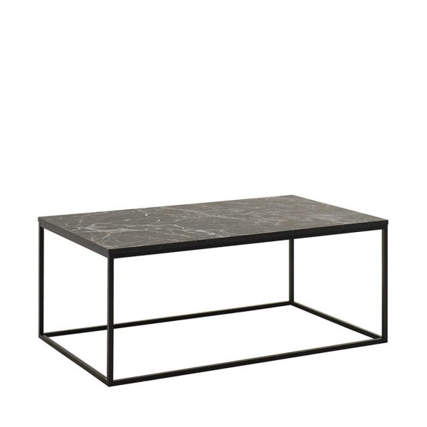 Τραπέζι σαλονιού "SQUARE" σε μαύρο χρώμα με εφέ μαρμάρου 100x60x42
