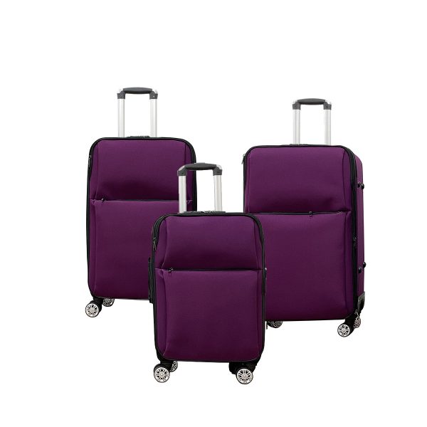 Σετ βαλίτσες 3τμχ "AIRPLANE" από ύφασμα σε χρώμα μωβ 46x29x80