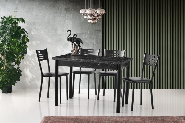 Σετ τραπεζαρίας "ROBY" 5 τμχ από MDF/μέταλλο σε χρώμα μαύρο 110x70x75