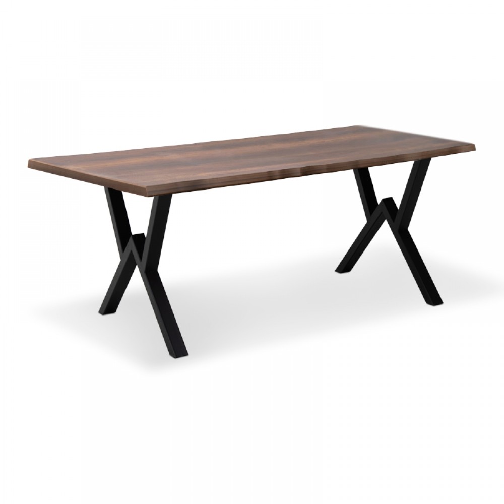 Τραπέζι "KRISTA" από MDF/μέταλλο σε χρώμα καρυδί/μαύρο 160x90x75