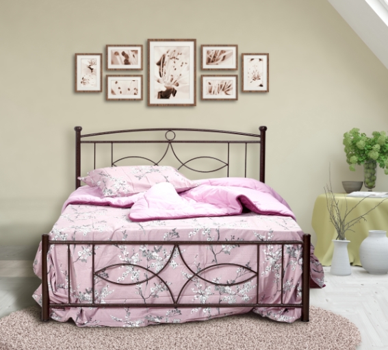 Κρεβάτι "ΡΟΜΒΟΣ" διπλό μεταλλικό σε χρώμα σκουριά 140x190