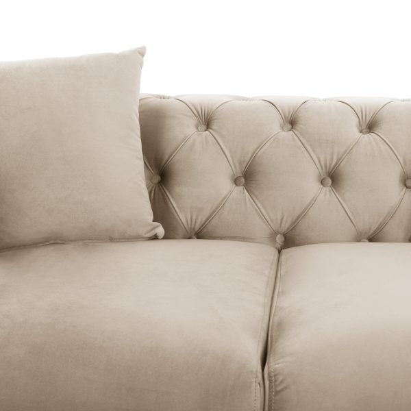 ΣΕΤ ΣΑΛΟΝΙ 2ΤΜΧ MOBAR τ.CHESTERFIELD HM11936.02 ΚΡΕΜ ΒΕΛΟΥΔΟ-ΜΕΤΑΛ.ΠΟΔΙΑ