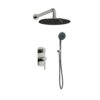 Orabella Elegance - Showerset εντοιχισμού με Μπαταρία λουτρού, εντοιχισμού 2 σημείων, κεφαλή Φ250 με βραχίονα και τηλέφωνο ντουζ με σπιράλ και επιτοίχειο στήριγμα