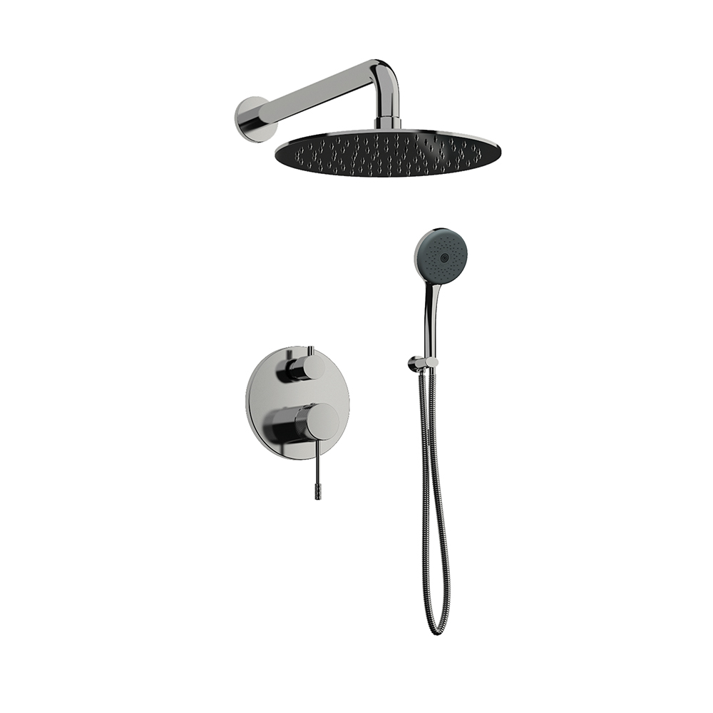 Orabella Preciosa - Showerset εντοιχισμού με Μπαταρία λουτρού, εντοιχισμού 2 σημείων, κεφαλή Φ250  με βραχίονα και τηλέφωνο ντουζ με σπιράλ και επιτοίχειο στήριγμα