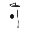 Orabella Preciosa Black matt - Shower set εντοιχισμού με Μπαταρία λουτρού, εντοιχισμού 2 σημείων, κεφαλή Φ250 με βραχίονα και τηλέφωνο ντουζ με σπιράλ και επιτοίχειο στήριγμα