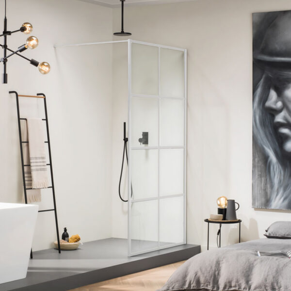 Orabella Windows White matt 100 cm - Καμπίνα ελεύθερης τοποθέτησης με βραχίονα στήριξης τοίχου