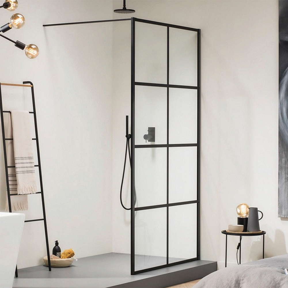 Orabella Windows Black matt 100 cm - Καμπίνα ελεύθερης τοποθέτησης με βραχίονα στήριξης τοίχου