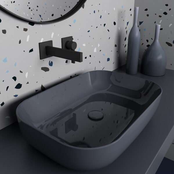 Olympia Metamorfosis 42600 Grigio lucido - Νιπτήρας Επικαθήμενος χωρίς βαλβίδα