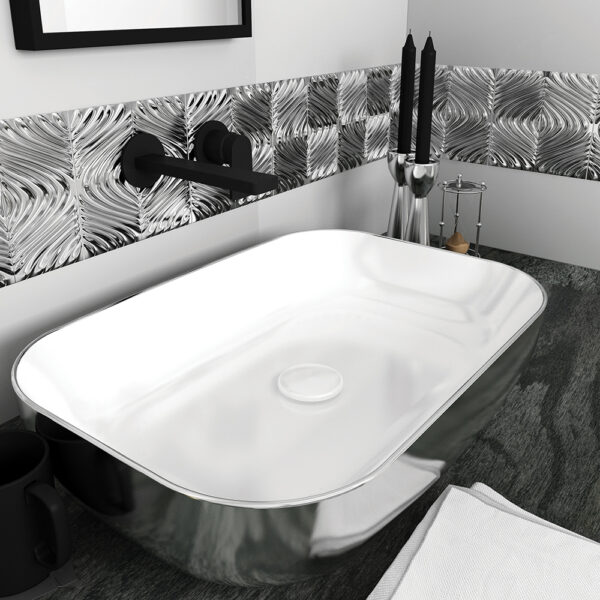 Olympia Metamorfosis 42600 White/Silver - Νιπτήρας Επικαθήμενος χωρίς βαλβίδα
