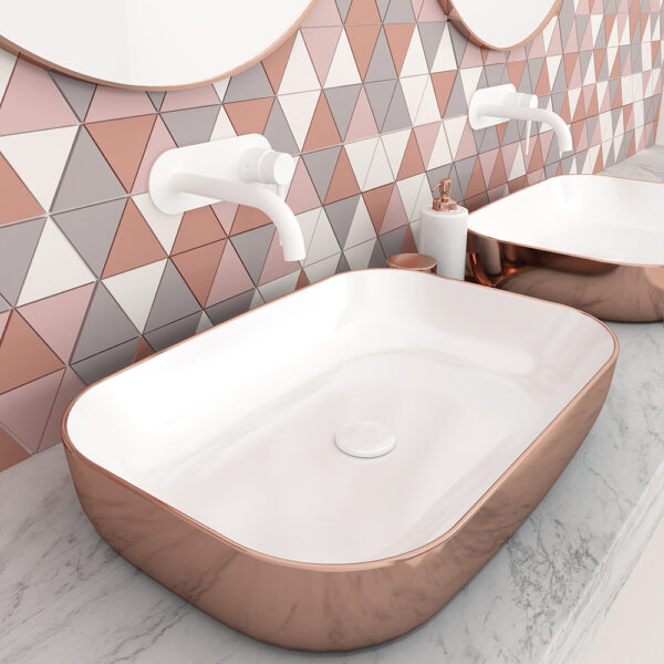 Olympia Metamorfosis 42600 White/Pink gold - Νιπτήρας Επικαθήμενος χωρίς βαλβίδα