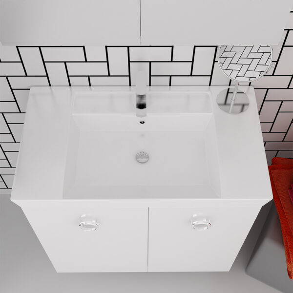 Orabella Vanity 80 Long - Έπιπλο Μπάνιου Επιδαπέδιο με πορσελάνινο νιπτήρα Ege και καθρέπτη ντουλάπι