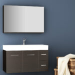 Orabella Touch 101 με τέσσερα Συρτάρια - Κρεμαστό Έπιπλο Μπάνιου με πορσελάνινο νιπτήρα Tecla και καθρέπτη με εταζέρα και ντουλάπι