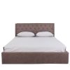 Κρεβάτι ASTER Σκούρο Καφέ Ύφασμα Με Αποθηκευτικό Χώρο 219x170x104cm (Στρώμα 160x200cm)