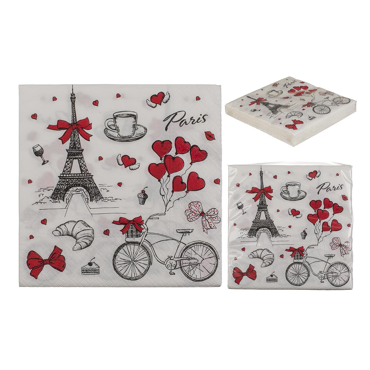 Χαρτοπετσέτες 'Paris' Τρίφυλλες Λευκό 33x33cm Σετ 20Τμχ