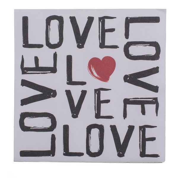 Χαρτοπετσέτες 'Love' Τρίφυλλες Λευκό 33x33cm Σετ 20Τμχ