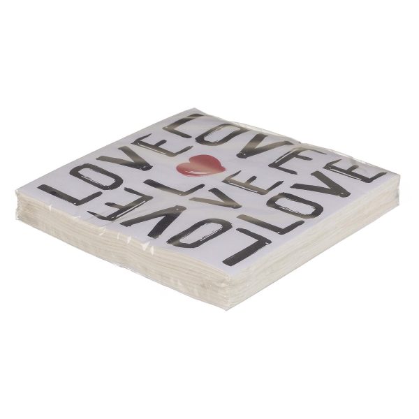 Χαρτοπετσέτες 'Love' Τρίφυλλες Λευκό 33x33cm Σετ 20Τμχ