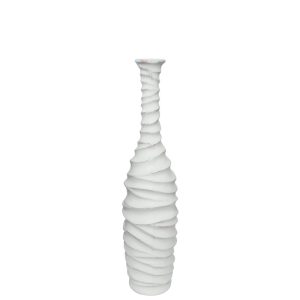 FIBERGLASS ΒΑΖΟ ΛΕΥΚΟ ANTIKΕ / ΚΥΜΑΤΙΣΤΟ - Φ20x86cm 1/KIB