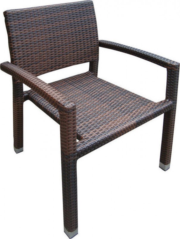 Πολυθρόνα "LINA" μεταλλική-wicker σε χρώμα cappuccino 57x58x93