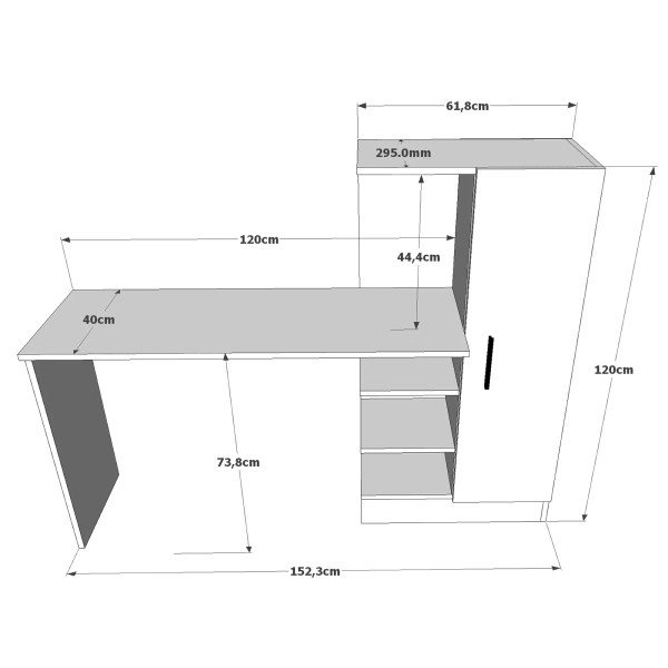 Γραφείο "VIANA" σε χρώμα atlantic pine/λευκό 152x40x120