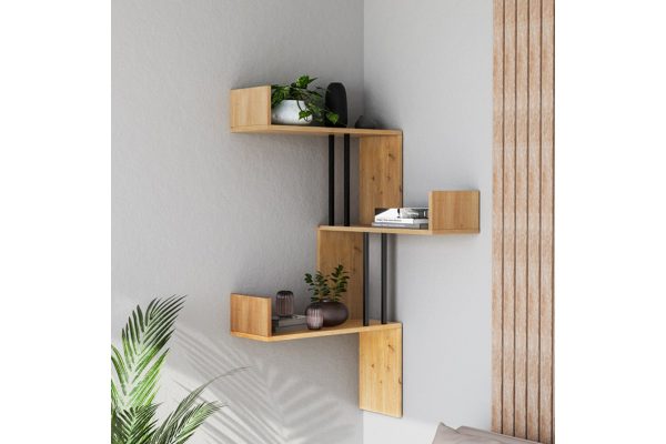 Γωνιακή ραφιέρα "VIANA" σε atlantic pine χρώμα 60x22x109