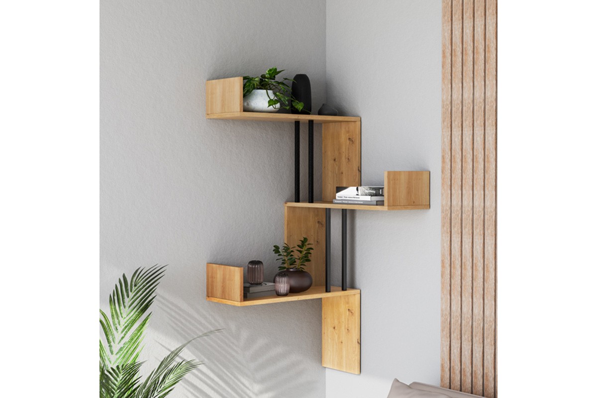 Γωνιακή ραφιέρα "VIANA" σε atlantic pine χρώμα 60x22x109