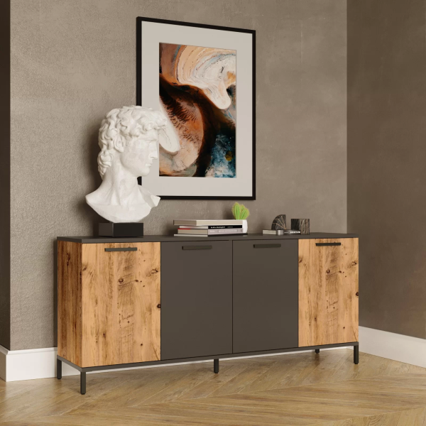Μπουφές "VIANA" σε atlantic pine/ανθρακί χρώμα 160x40x72