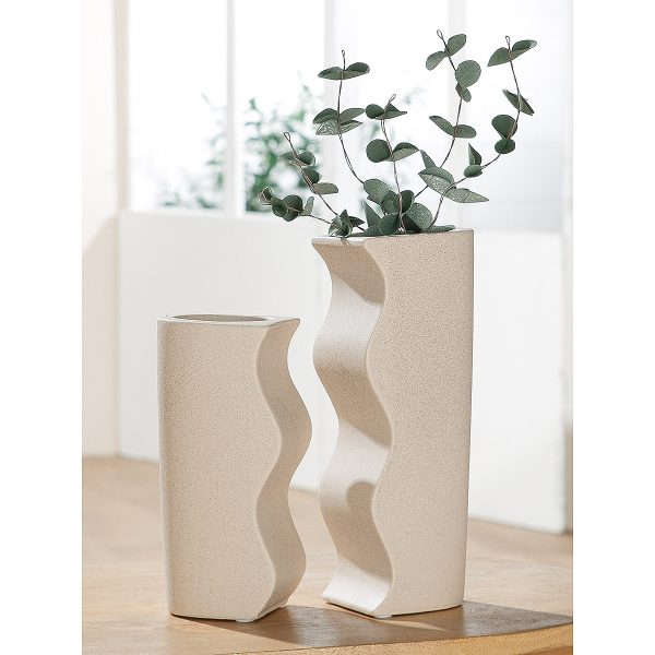 Βάζο ArteLibre Μπεζ Κεραμικό 18.2x8x25.5cm 2Τμχ
