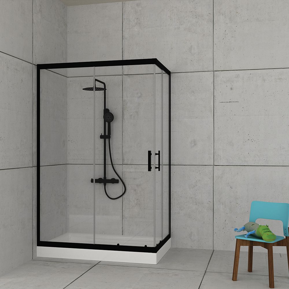 Orabella Stardust Easy Fix H200 Black matt 90X100 - Καμπίνα αντιστρέψιμη, ασύμμετρη