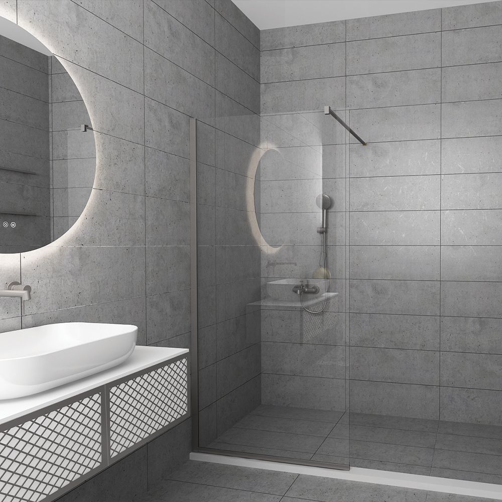 Orabella Serena Brushed nickel  H185 80 cm - Καμπίνα ελεύθερης τοποθέτησης με βραχίονα στήριξης τοίχου