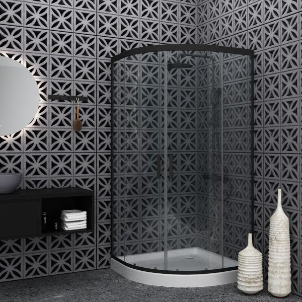 Orabella Vitalia Angolo Easy Fix Black matt H200 80X80 - Καμπίνα Ημικυκλική