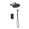 Orabella Marea Black matt - Shower set εντοιχισμού με Μπαταρία λουτρού, εντοιχισμού 2 σημείων, κεφαλή Φ250 με βραχίονα και τηλέφωνο ντουζ με σπιράλ και επιτοίχειο στήριγμα