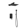 Orabella Marea Black matt - Shower set εντοιχισμού με Μπαταρία λουτρού, εντοιχισμού 2 σημείων, κεφαλή 250x250 με βραχίονα και τηλέφωνο ντουζ με σπιράλ και επιτοίχειο στήριγμα