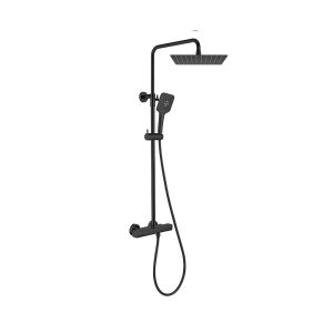 Orabella Elegance Black matt - Θερμοστατική στήλη ντουζ με τετάγωνη κεφαλή