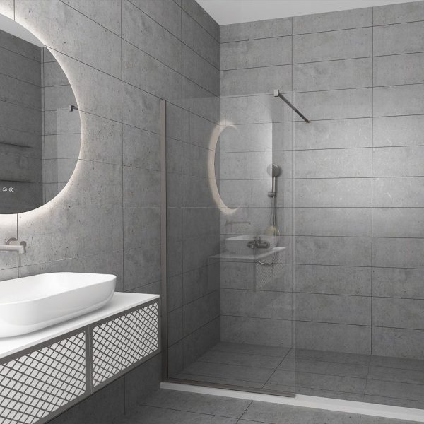 Orabella Serena Brushed nickel  H200 60 cm - Καμπίνα ελεύθερης τοποθέτησης με βραχίονα στήριξης τοίχου