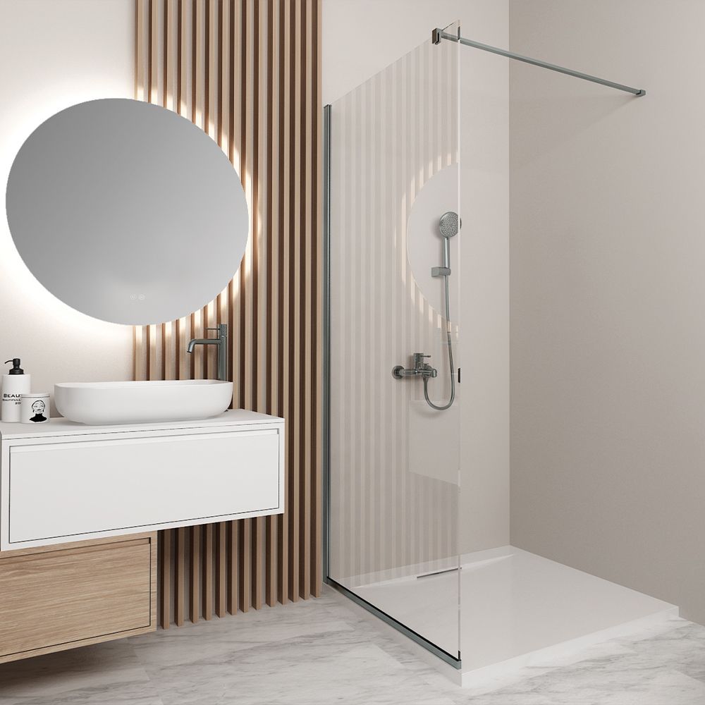 Orabella Serena Gun metal  H200 90 cm - Καμπίνα ελεύθερης τοποθέτησης με βραχίονα στήριξης τοίχου