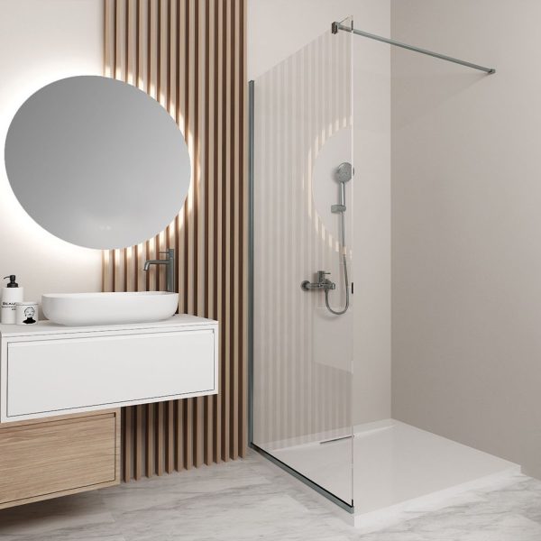 Orabella Serena Gun metal  H200 100 cm - Καμπίνα ελεύθερης τοποθέτησης με βραχίονα στήριξης τοίχου
