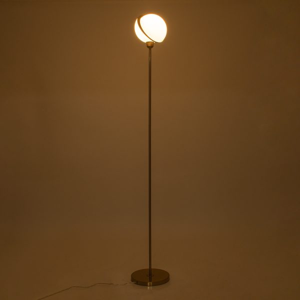 GloboStar® HUDSON 00500 Μοντέρνο Φωτιστικό Δαπέδου Μονόφωτο 1 x E27 Χρυσό Μεταλλικό Μπάλα Λευκό με Χρυσό D20 x H177cm