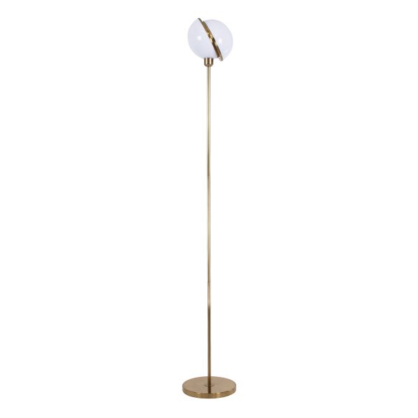 GloboStar® HUDSON 00500 Μοντέρνο Φωτιστικό Δαπέδου Μονόφωτο 1 x E27 Χρυσό Μεταλλικό Μπάλα Λευκό με Χρυσό D20 x H177cm